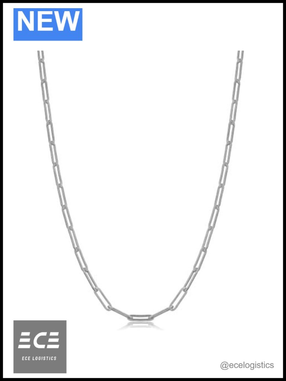 Sterling Silver Paperclip Chain Necklace 2.9mm 24in Lobster Clasp
